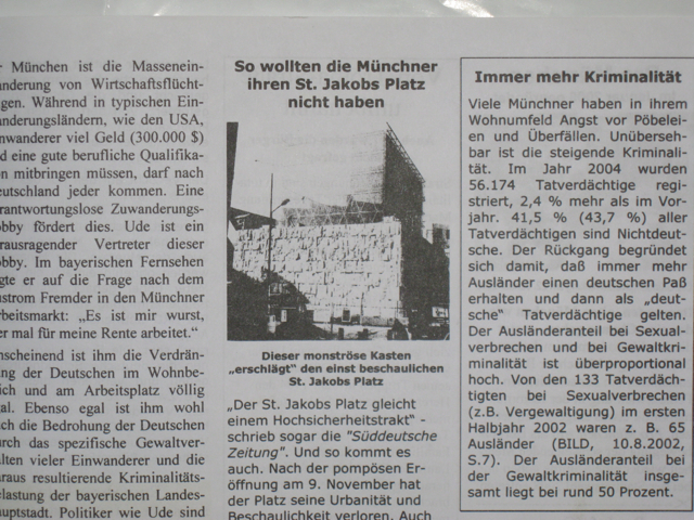 Hetze gegen Synagoge und jüdisches Gemeindezentrum bei Pro München