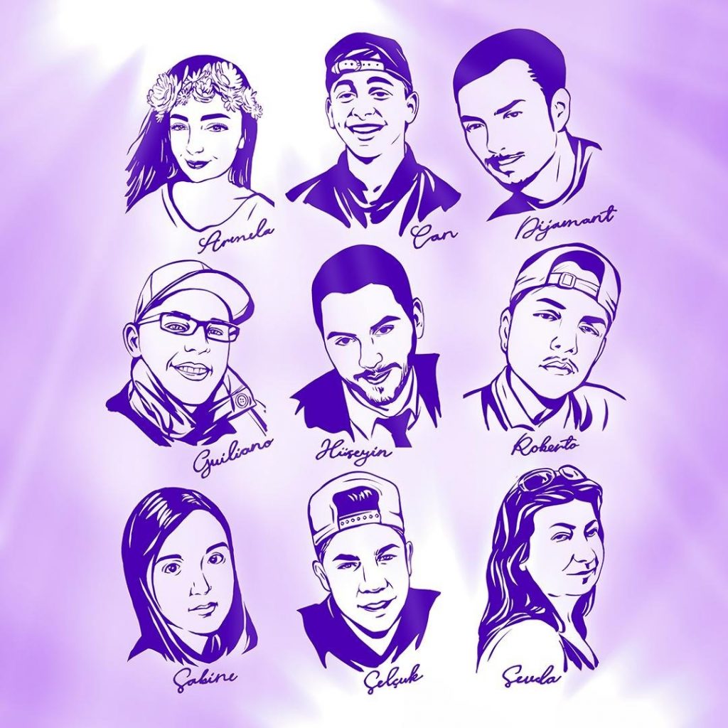 Das Sharepic zeigt gezeichnete Porträts der neun Ermordeten und ihre Vornamen.